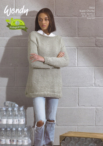 Wendy Super Chunky Knitting Pattern - Lady's Sweater (7002)
