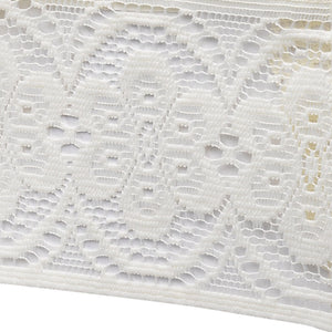 Standard Square Arm Caps Decorative Floral Lace Front Panel Settee Sofa Furniture Cover (Cream)
