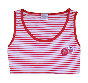 Ladies Striped Cupcake Detail Shortie Pyjamas Small (Red)