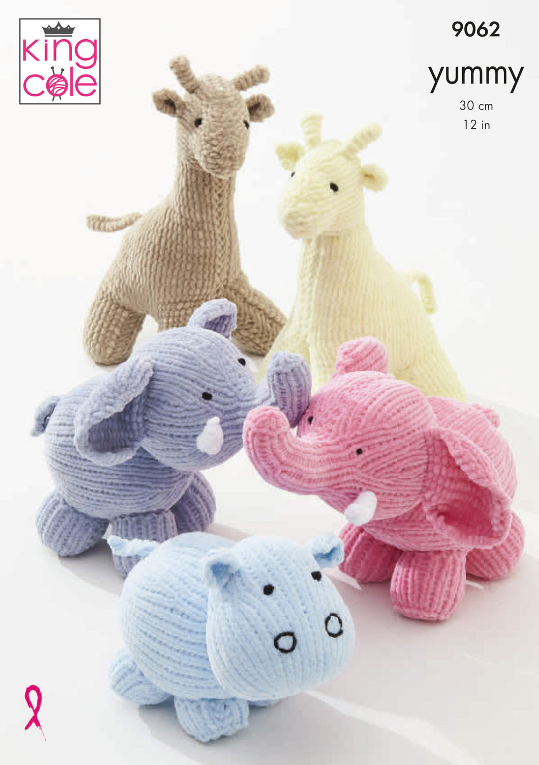 King Cole Yummy Knitting Pattern - Giraffe Hippo & Elephant Toys (9062)