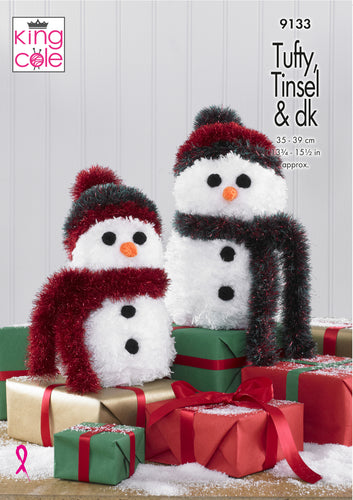 King Cole Tufty or Tinsel Knitting Pattern - Snowmen (9133)