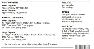 King Cole Yummy Knitting Pattern - Elephants (9149)