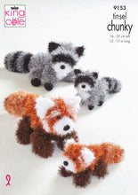 Load image into Gallery viewer, King Cole Tinsel Chunky Knitting Pattern - Red Panda &amp; Raccoon (9153)