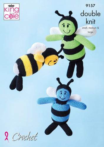 King Cole Double Knit Crochet Pattern - Amigurumi Bees (9157)