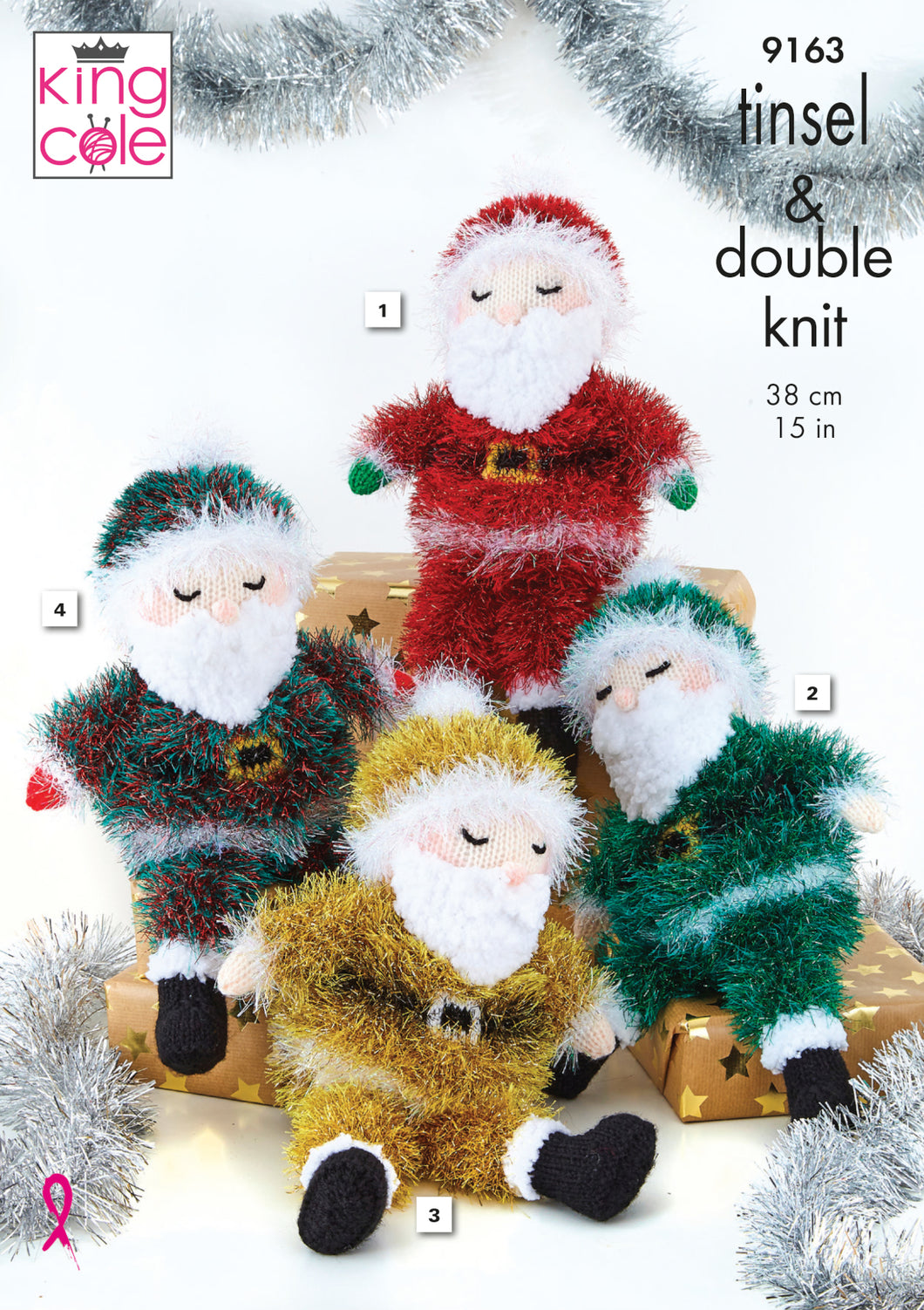 King Cole Tinsel & DK Knitting Pattern - Sleeping Santa (9163)
