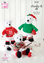 Load image into Gallery viewer, King Cole Chunky &amp; DK Knitting Pattern - Polar Bears in Christmas Jumpers (9173)