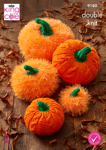 King Cole Tinsel Chunky Knitting Pattern - Halloween Pumpkin Toys (9180)