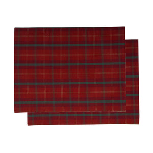 Tartan Check Red & Gold Pair of Placemats (12" x 18")