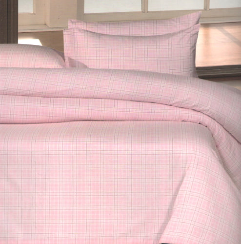 Pink Window Pane Flannelette Check Single Duvet Set