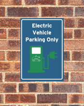 Load image into Gallery viewer, &#39;Electric Vehicle Parking Only&#39; Blue &amp; Green EV Car Sign