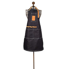 Load image into Gallery viewer, Denim Esscherts Tool Tie Up Apron with 4 Pockets &amp; Faux Suede Ties (83cm x 65cm)