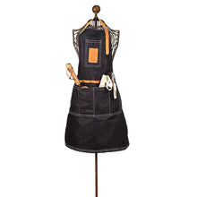 Load image into Gallery viewer, Denim Esscherts Tool Tie Up Apron with 4 Pockets &amp; Faux Suede Ties (83cm x 65cm)