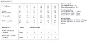 James C. Brett Knitting Pattern Kid's Woollen Duffle Jackets in Flutterby Chunky