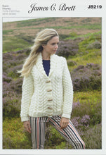 Load image into Gallery viewer, James Brett Amazon Super Chunky Knitting Pattern Ladies Button Up Jacket JB219