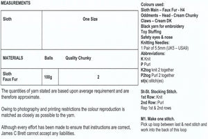 James Brett Double Knitting Pattern - JB282 Laid Back Larry Sloth