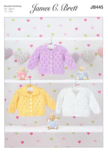 James Brett DK Knitting Pattern - Baby Cardigans (JB445)