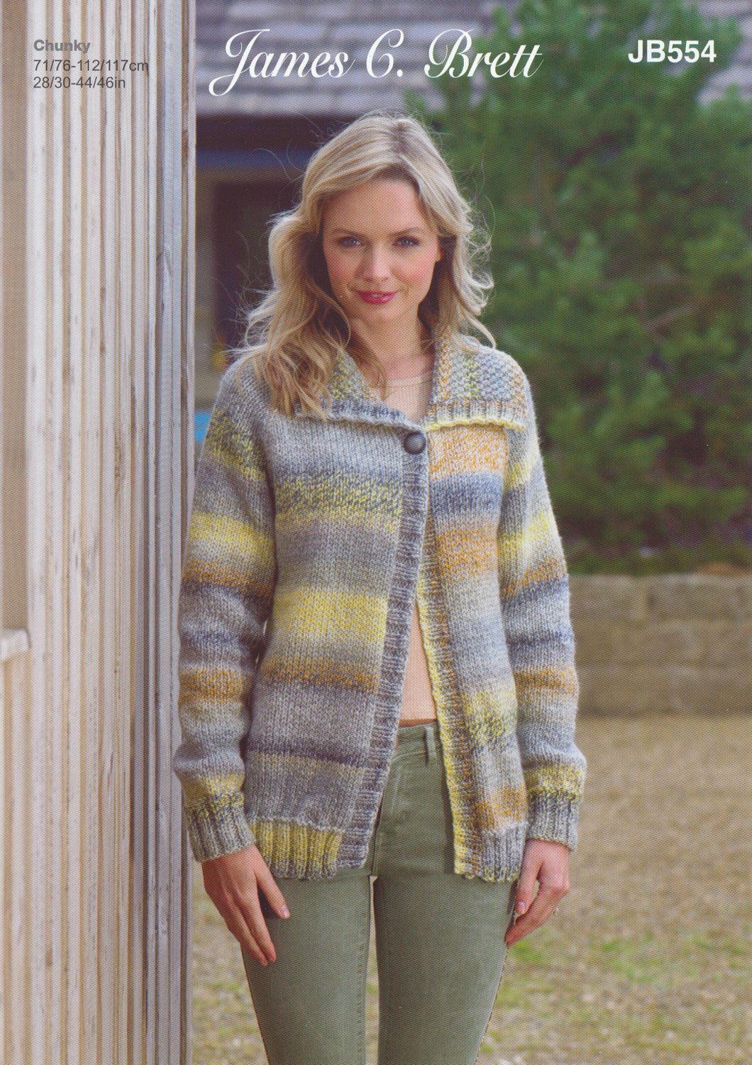 James Brett Chunky Knitting Pattern - Ladies Cardigan (JB554)