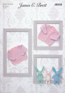 James Brett Double Knitting Pattern - Baby Sweater & Cardigan (JB558)