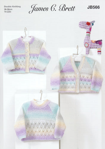 James Brett Double Knitting Pattern - Baby Cardigan & Sweaters (JB566)