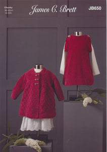 James Brett Chunky Knitting Pattern - Baby Dress & Jacket (JB650)