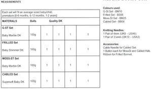 James Brett Double Knitting Pattern - Baby Hat & Bootee Sets (JB688)