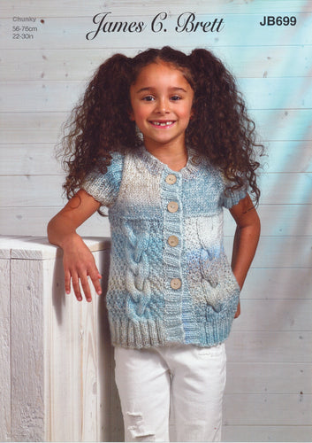 James Brett Chunky Knitting Pattern - Girl's Jacket (JB699)