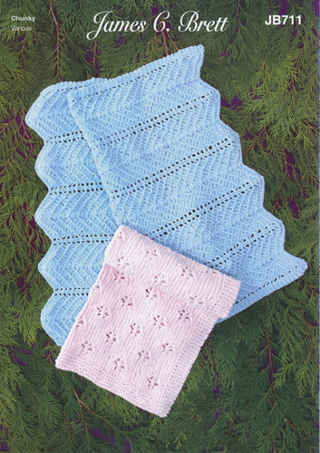 James Brett Chunky Knitting Pattern - Baby Blankets (JB711)