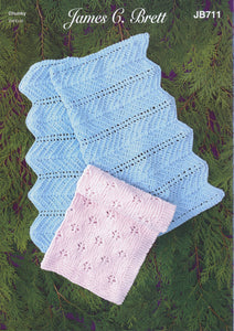 James Brett Chunky Knitting Pattern - Baby Blankets (JB711)