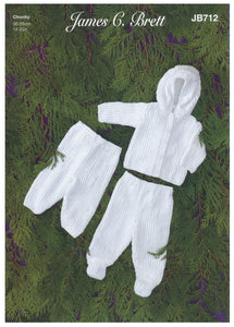 James Brett Chunky Knitting Pattern - Baby Jacket Trousers & Leggings (JB712)