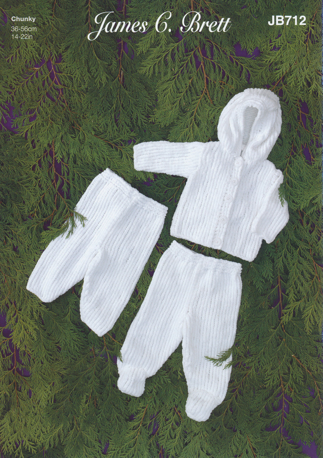 James Brett Chunky Knitting Pattern - Baby Jacket Trousers & Leggings (JB712)