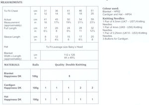 James Brett Double Knit Knitting Pattern - Baby Blanket Cardigan & Hat (JB739)