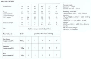 James Brett Double Knit Knitting Pattern - Baby Cardigan Sweater & Hat (JB741)