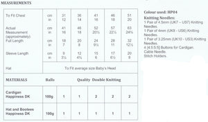 James Brett Double Knit Knitting Pattern - Baby Cardigan Hat & Bootees (JB744)