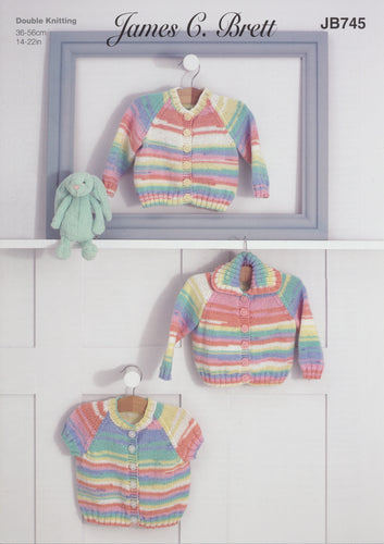 James Brett Double Knit Knitting Pattern - Baby Cardigans (JB745)