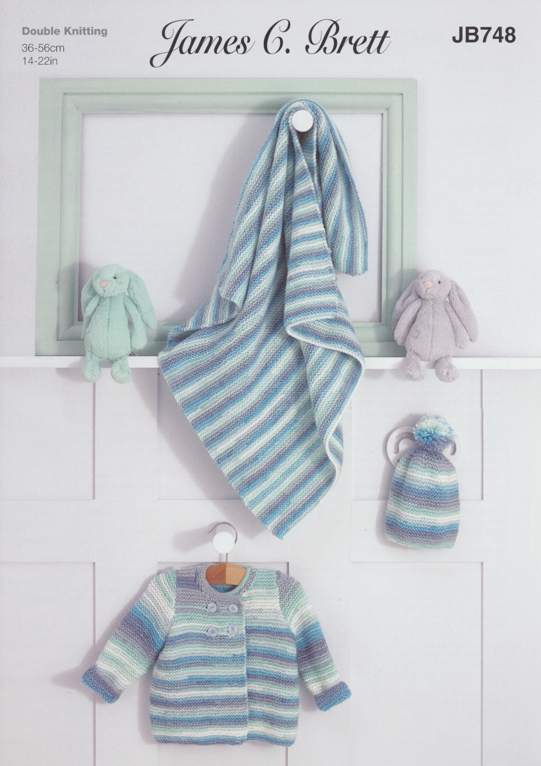 James Brett DK Knitting Pattern - Baby Cardigan Blanket & Hat (JB748)