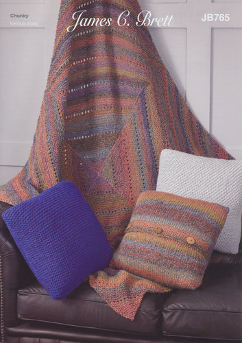 James Brett Chunky Knitting Pattern - Throw & Cushion Covers (JB765)