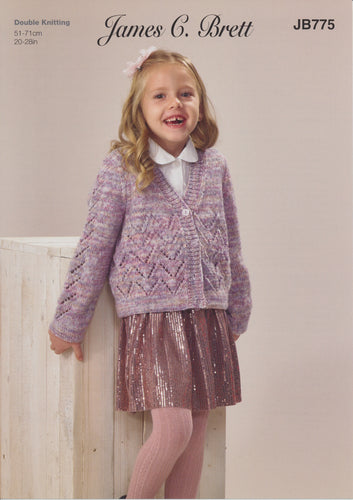 James Brett Double Knit Knitting Pattern - Girl's Cardigan (JB775)