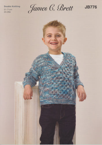 James Brett Double Knit Knitting Pattern - Boy's Sweater (JB776)