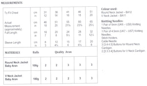 James Brett Aran Knitting Pattern - Baby Jackets (JB787)