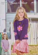 Load image into Gallery viewer, James Brett DK Knitting Pattern - Girls Flower or Plain Sweater (JB793)