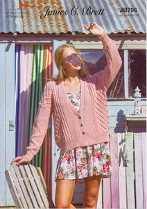 James Brett Double Knit Knitting Pattern - Ladies Cardigan (JB796)
