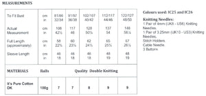 James Brett Double Knit Knitting Pattern - Ladies Cardigan (JB796)