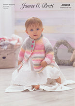 Load image into Gallery viewer, James Brett Double Knit Knitting Pattern - Baby Jacket Cardigan &amp; Hat (JB804)