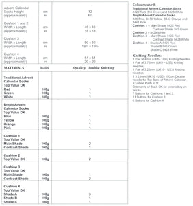James Brett DK Knitting Pattern - Advent Calendar Socks & Cushions (JB815)