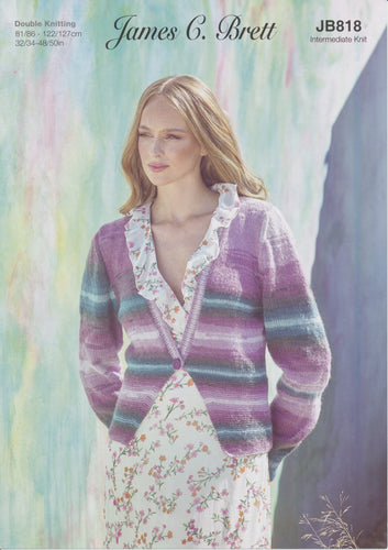 James Brett Double Knit Knitting Pattern - Ladies Cardigan (JB818)