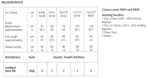 James Brett Double Knit Knitting Pattern - Ladies Cardigan (JB818)