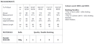 James Brett Double Knit Knitting Pattern - Ladies Sweater (JB819)