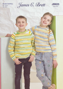 James Brett DK Knitting Pattern - Children's Ribbed Sweater (JB825)