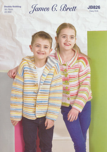 James Brett DK Knitting Pattern - Children's Cardigans (JB826)