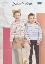 Load image into Gallery viewer, James Brett DK Knitting Pattern - Children&#39;s Cardigan &amp; Sweater (JB827)
